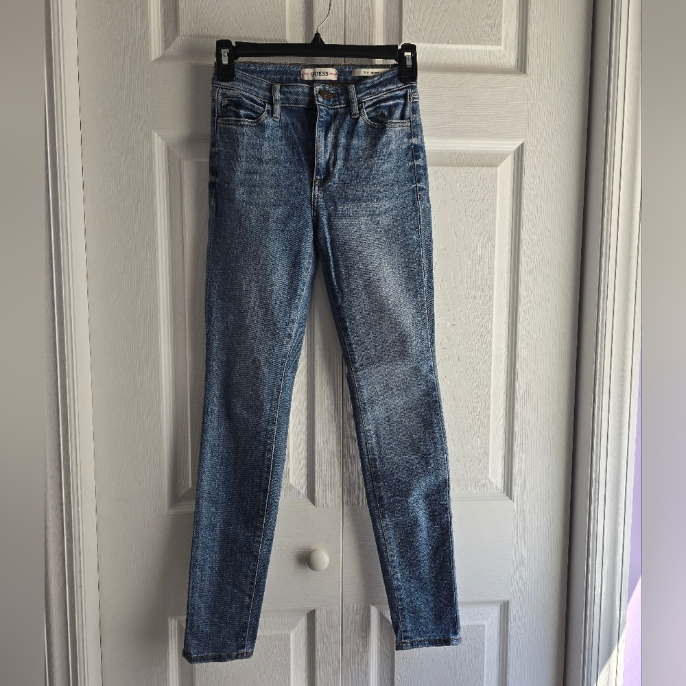 Guess Women's Blue 1981 Skinny Mid Rise Jeans Size 24 Length 35.5in